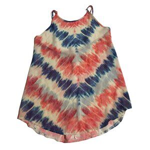 OP Swimsuit Cover/Shear Tank Top Juniors Sz M (7-9) Red, White, Blue USA Tie-dye
